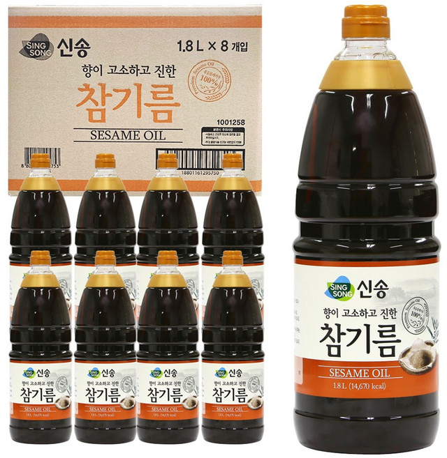 신송식품 신송 참기름1.8L x 8개 (1Box) - 묶음판매, 1.8L