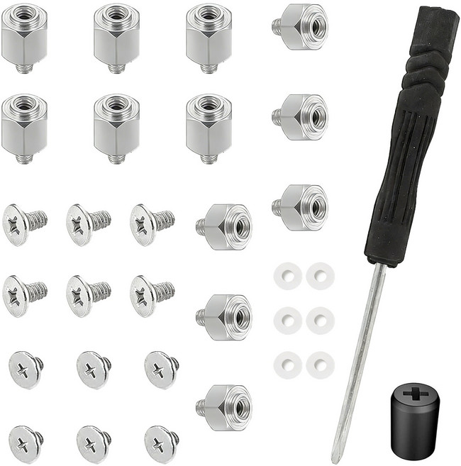 M.2 나사 M.2 Nvme SSD 고정나사 + 스탠드오프 + 드라이버 조립세트 M2 SSD 나사 고정볼트 ASUS 호환 메인보드용 세트, 32 pcs