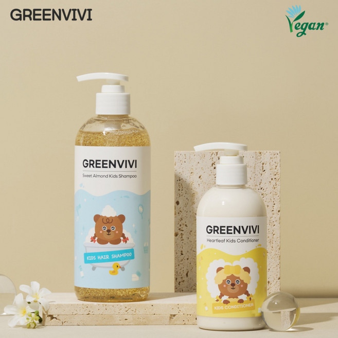 그린비비 어린이 키즈 비건 샴푸+린스(컨디셔너) 세트, 1개