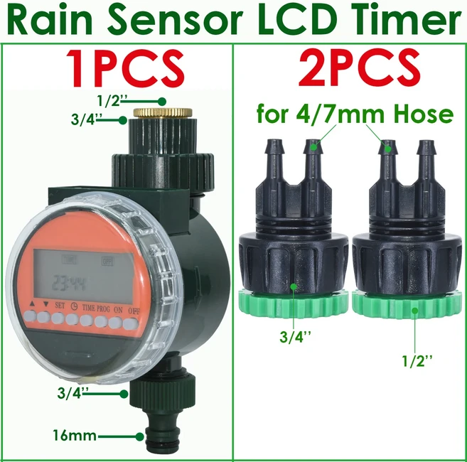 자동 정원 비 센서 타이머 드립 관개 LCD 스마트 관수기 가정 급수 컨트롤러 시스템 온실, 06 Rain Sensor Timer-F
