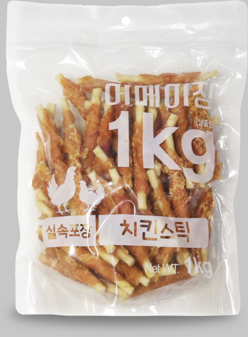 펫레터 실속형 어메이징 강아지 대용량간식 1kg, 치킨스틱, 1개