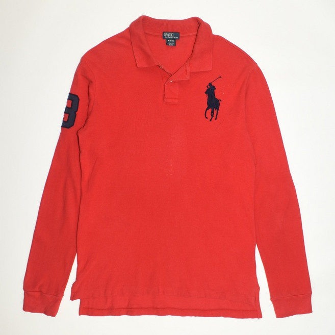 폴로 레드 면 로고자수 긴팔 카라티셔츠 18 남성 MTL3751 자바구제창고