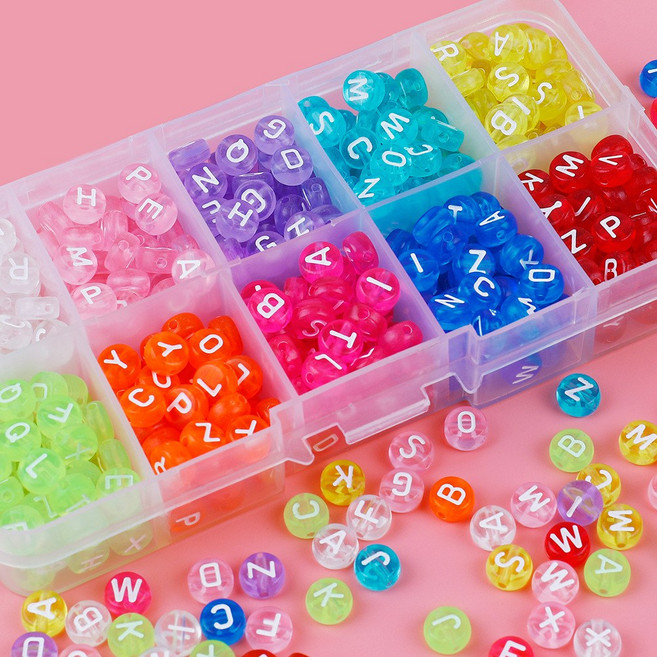 투명 알파벳비즈 재료 10종, 1세트