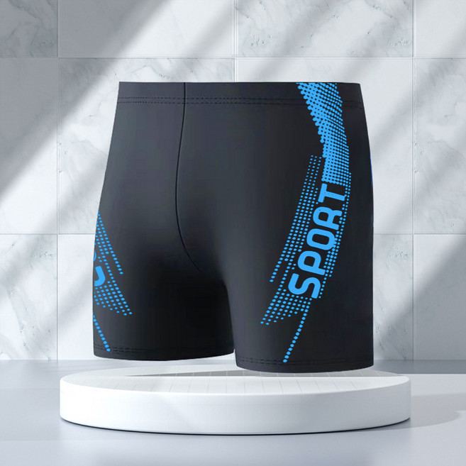 男士平角修身速乾尼龍泳褲 時尚簡約運動款