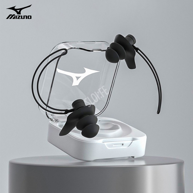 미즈노 수영귀마개 이어플러그 수영장 중이염 물놀이 실리콘 분실방지 수영용, 1개, 블랙(1쌍)