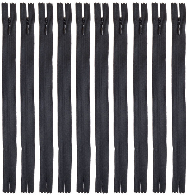 25cm 콘솔지퍼 10인치 콘실지퍼 숨은지퍼, 10개, 블랙(580)