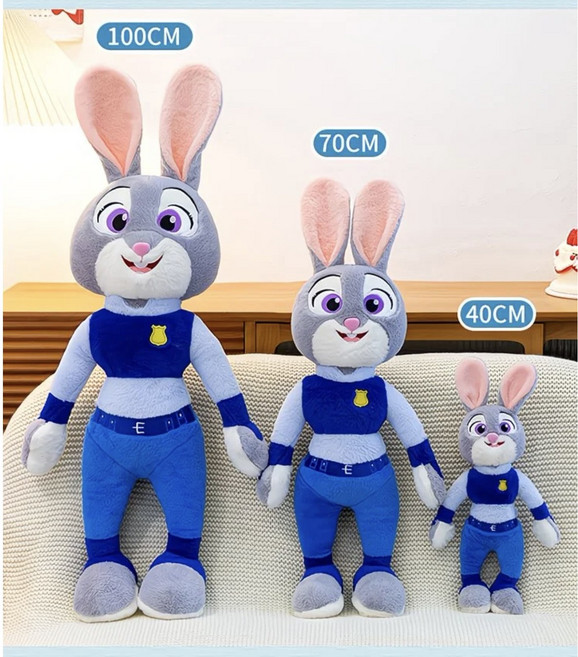 주토피아st 주디 닉 인형 40cm 70cm 100cm 대형 봉제인형 토끼 여우 캐릭터 인형 선물, 1개, 주디 토끼