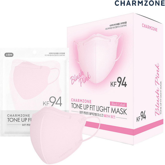 참존 톤업핏 블랙라벨 라이트 KF94 키즈 마스크 소형 M, 블러쉬 핑크, 1개, 25개입