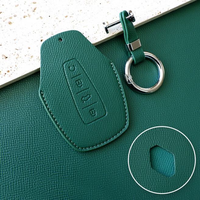 트니르 르노 그랑 콜레오스 호환 D타입 가죽 자동차 키 케이스 키홀더 용품 키홀더, 그린