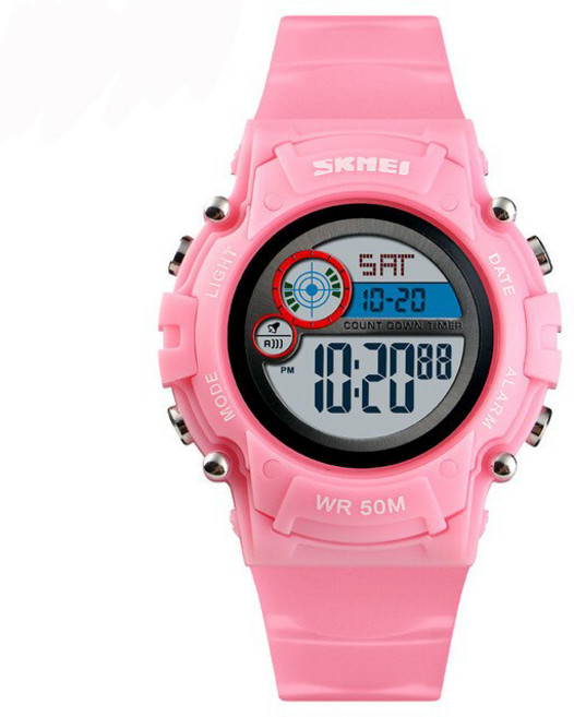 SKM 패션 컬러 LED 라이트 50m방수 남여공용 패션학생 전자우레탄손목시계