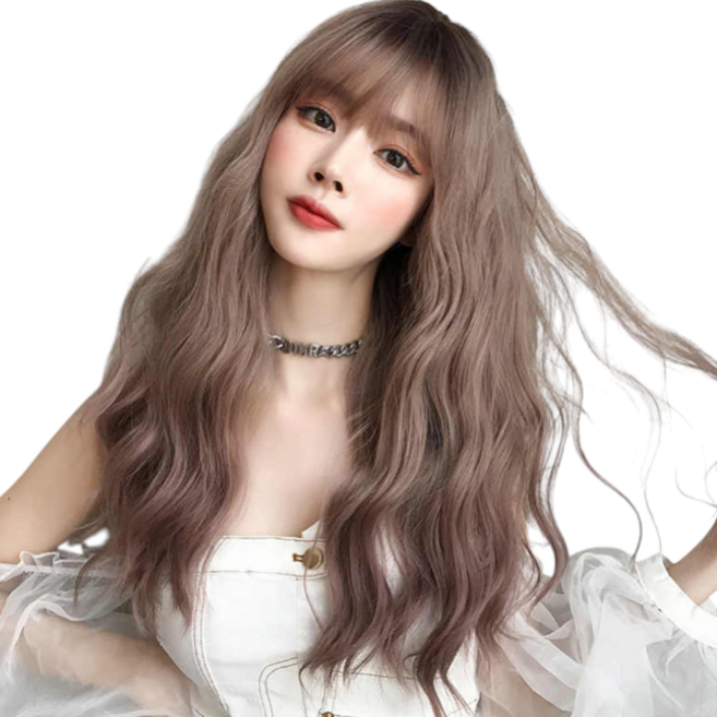 이쁘다샵 가발위드 긴머리 웨이브 패션 여성 통가발 바스카, 핑크그라데이션, 1개