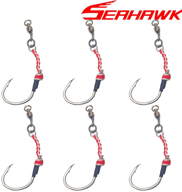 씨호크 지깅훅 메탈지그 어시스트 훅 빅게임 부시리 방어 대삼치 바늘, 1개, 6개입