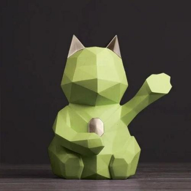 페이퍼크래프트 동물 장식 북유럽 3D 스테레오 기하학적 행운의 고양이 공예 송진 홈 오피스 데스크탑 피규어 마스코트 생일 선물, 9.style9-L