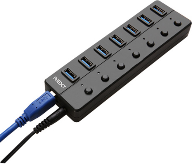 넥스트유 USB3.0 허브 7포트 유전원 개별스위치, 7포트 허브-[NEXT-707U3]블랙, 1개