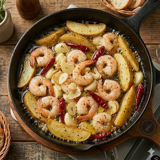 참명가 간편한끼 마늘이 듬뿍 감바스 새우+감자+오일 풀구성 (냉동), 1개, 370g