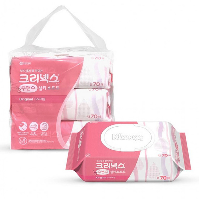 크리넥스 수앤수 실키소프트 오리지널 번들팩 캡 70매X6팩X2개, 43g