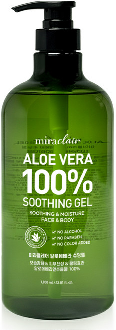미라클레어 대용량 알로에베라 순도100% 무알콜 수딩젤 수분가득, 1개, 1L