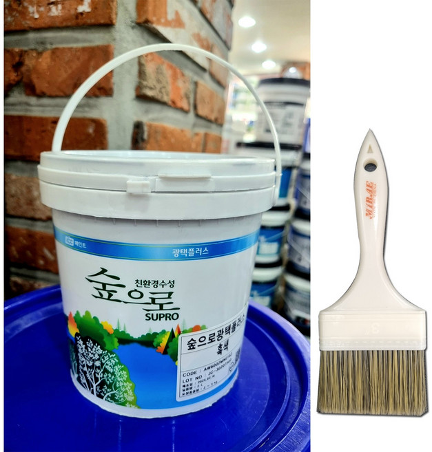 KCC숲으로광택플러스-흑색 2L (@사은품-붓) /베란다 계단 복도 걸레받이전용/친환경수성페인트, 1개