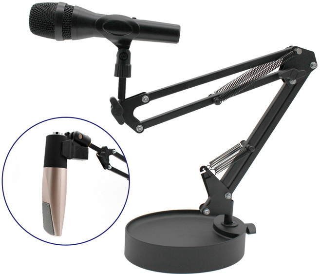 [디보이스] RP-9/마이크 스탠드+홀더 세트/관절형/굴절형/탁상용/마이크 홀더 2종(일반/대구경)/마이크스탠드거치대/마이크거치대, 1개