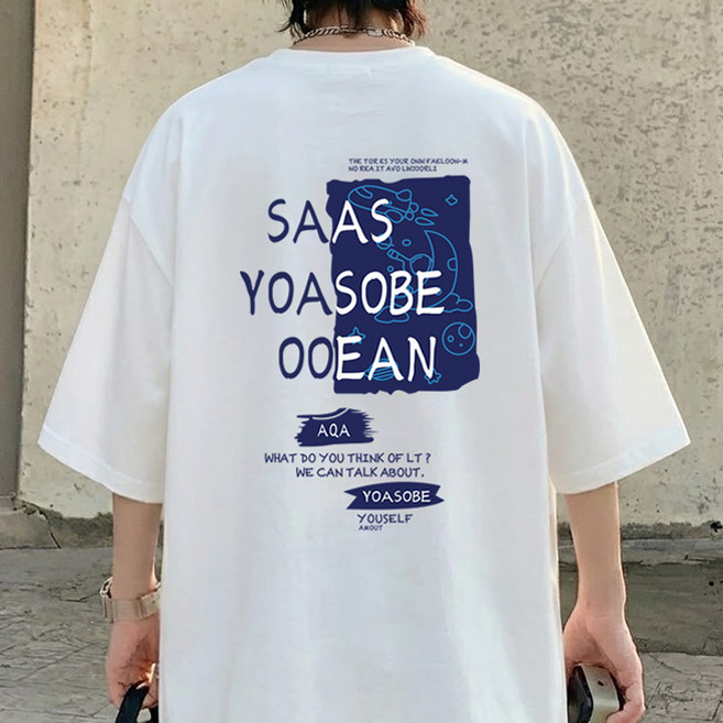 JBOOM 남자 오버핏 반팔티 프린트 티셔츠