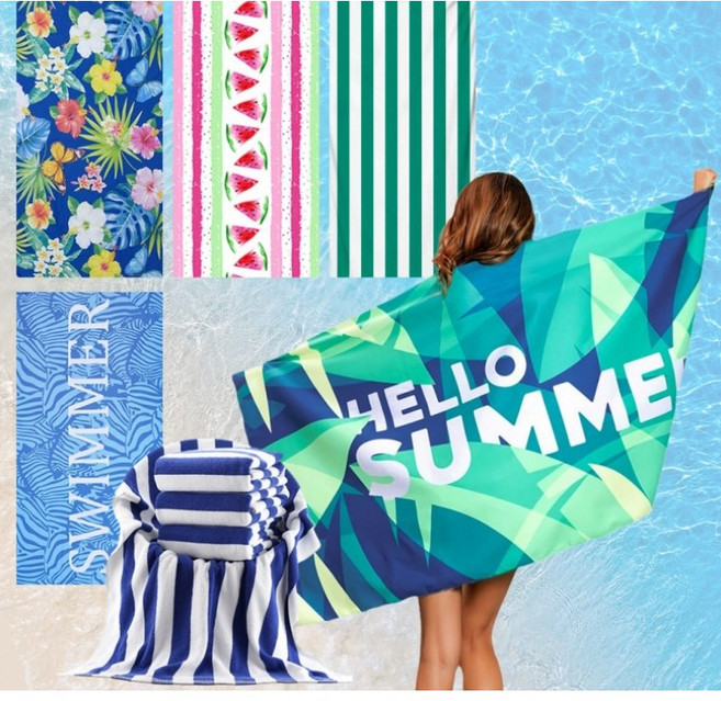 대형 비치타올 150x70cm 부드러운 마이크로화이버 재질, 1개, I타입