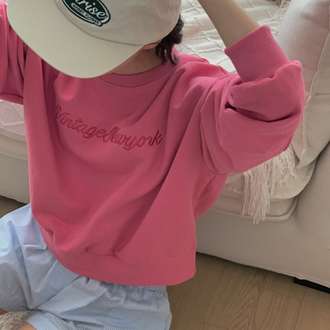 마이쏭 여성 봄신상 고퀼리티 세미크롭 VinN자수레터링맨투맨