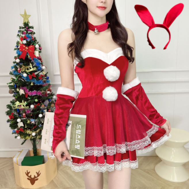 핫스윗 9종 풀세트 산타걸 레드 벨벳 바니걸 크리스마스 코스프레 여성 산타복