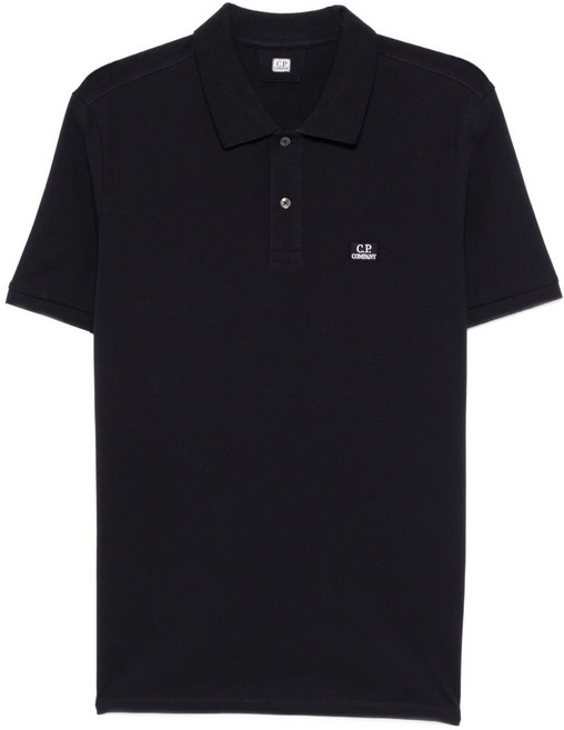 C.P.컴퍼니 로고 자수 버튼 폴로 셔츠