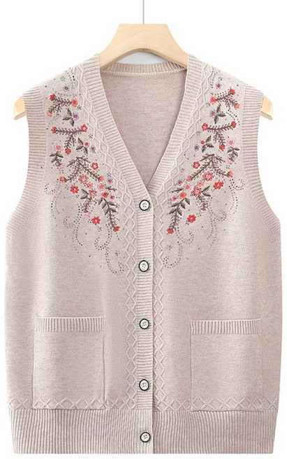 에이트샵 할머니조끼 요양원옷 꽃자수 촌캉스룩 가을 니트 베스트