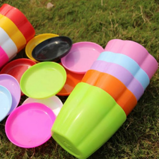 마루오피스_ 파스텔 플분 어린이집 식목일 콩분 다육이 풀분 다육 빈화분 옥상 텃밭 만들기 베란다 현관 삽목 화단 플라스틱 낮은 분갈이 미니 타공 가벼운 귀여운 모종 둥근 소형 테라, 화분1/받침1, 1세트