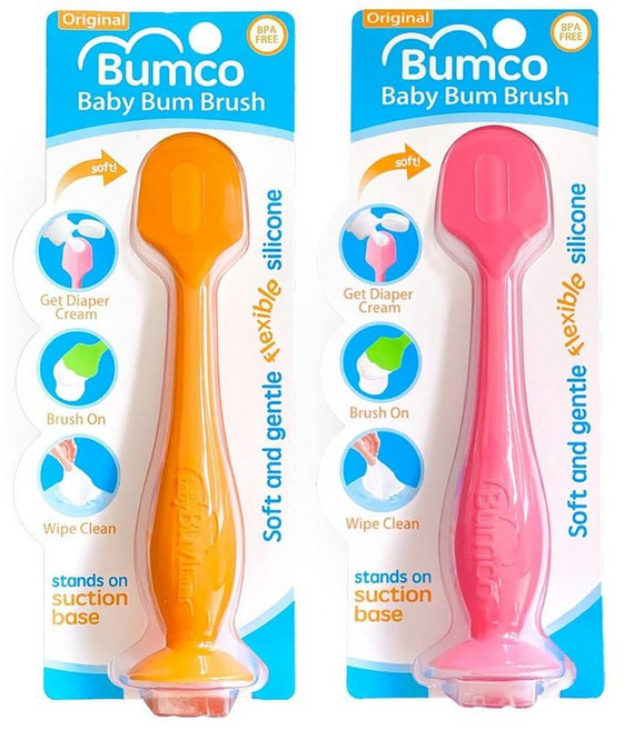 Bumco 기저귀 크림 주걱 (2팩) - BPA 프리 가방 필수품 부드럽고 유연한 엉덩이 아기 엄마가 발명한 페이스트 주걱 어플리케이터 베이비 범 브러시