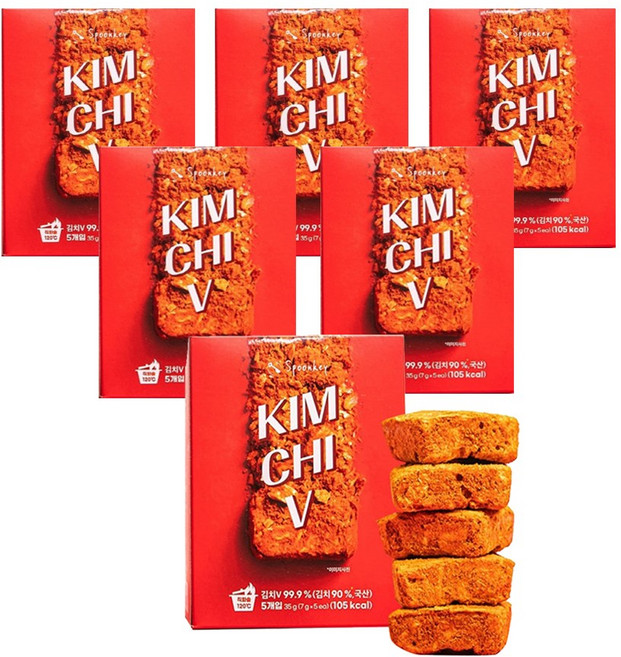 [국산 김치] 정말 맛있는 동결건조 볶음김치블럭 스푼키 김치브이_파리국제식품박람회 혁신상, 6세트, 35g