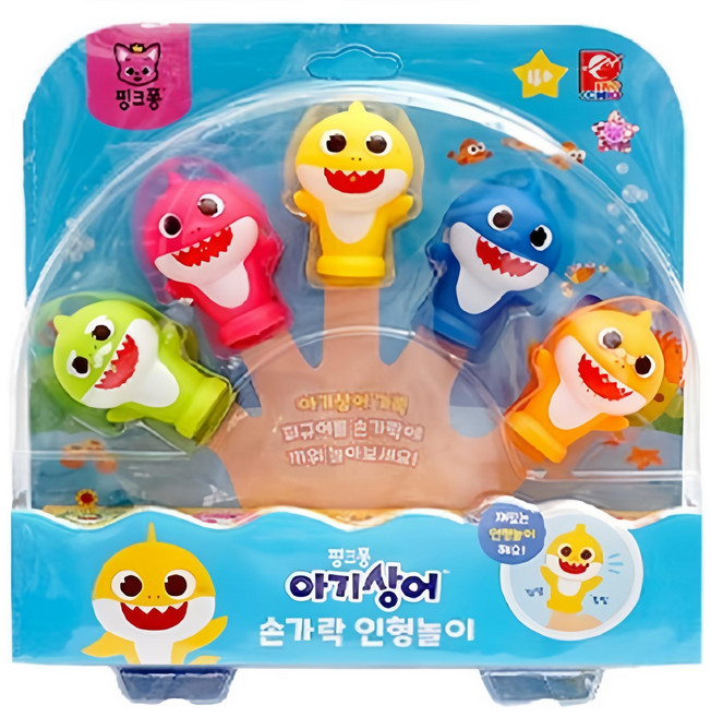 핑크퐁 아기상어 손가락인형 놀이 색상 노랑, 1개