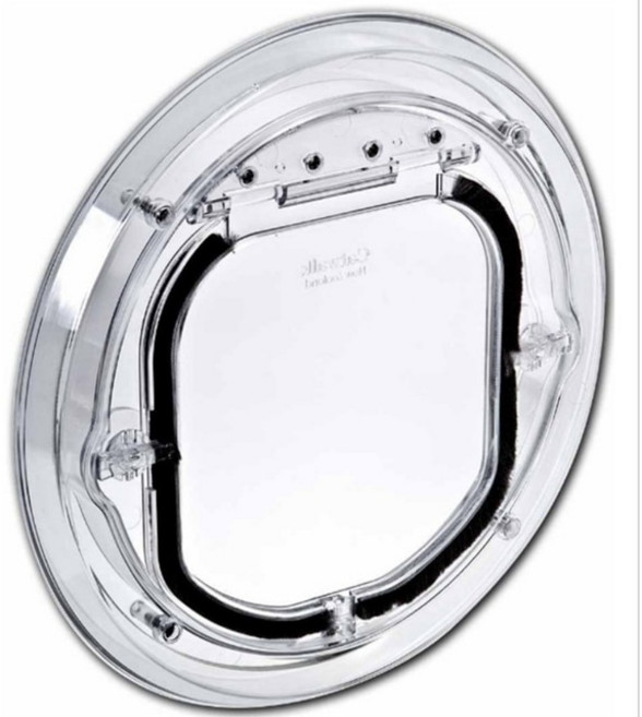 방묘문 펫도어 CC898 대형 4 방향 원형 애완견 문 국내 잠금 안전 동물 입구 고양이 투명 유리 창 강아지, 02 clear_01 S(30x30x4cm), 1개