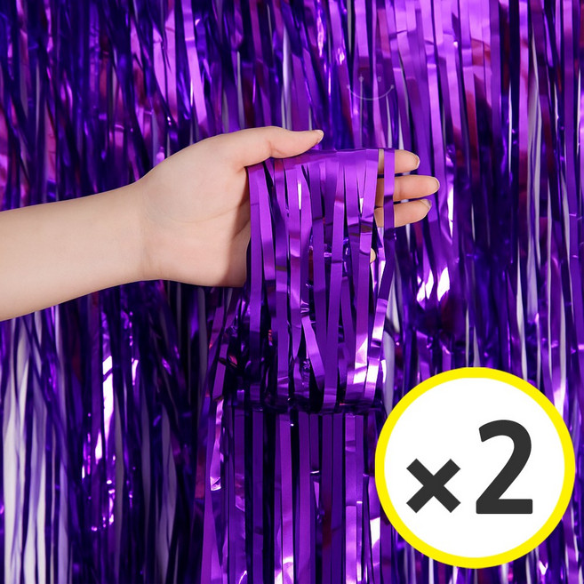 생일파티 용품 파티커튼 42컬러 홀로그램/새틴 무광/파스텔/샤이니 포토존 소품 은박 수술 가랜드 커튼 [에브리띵스마일], 샤이니 퍼플, 2개