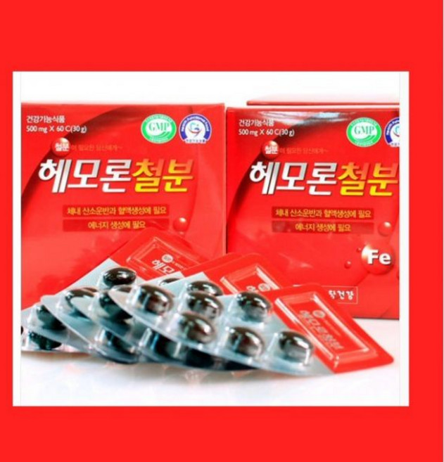 [순수한삼] 종근당건강 헤모론철분 500mg x 60 캡슐 1개월분, 1개