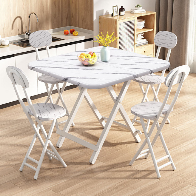 TaiStar접이식식탁 4인용식탁 가구느낌 홈접이식테이블T856-032, 흰색대리석80X80X74cm, 4인용