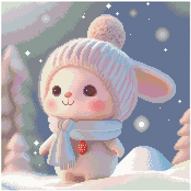 톰앤토미e 심플한 감성 십자수 귀여운 토끼 실십자수 면사, 핑크, 1개