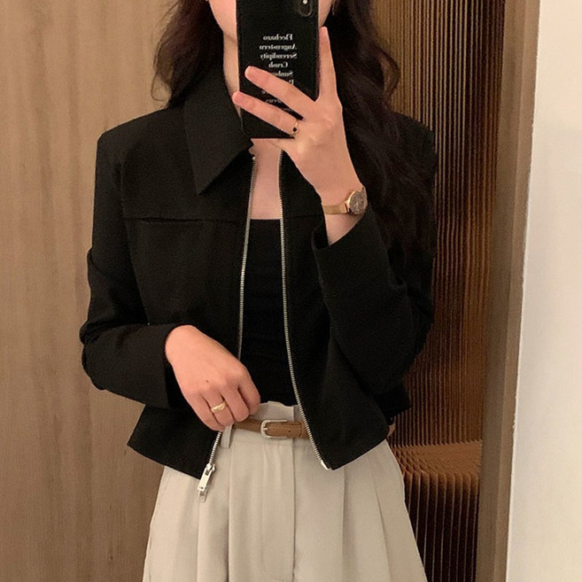 AOKADA 여성 봄 가을 카라 집업 자켓 간절기 가디건 아우터