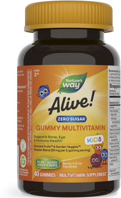 Nature's Way 然萃維 Alive! 兒童綜合維他命 莓果-柑橘口味軟糖, 1個, 40錠