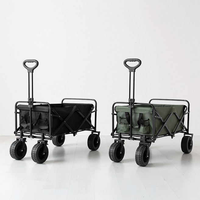 마켓비 CAMFOL 캠핑 접이식 웨건 대형 8인치 왜건 다용도 수레 장바구니 이동식 카트, 블랙, 1개