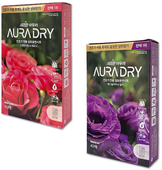 엘지생활건강 샤프란 아우라 드라이시트 건조기시트, 40개