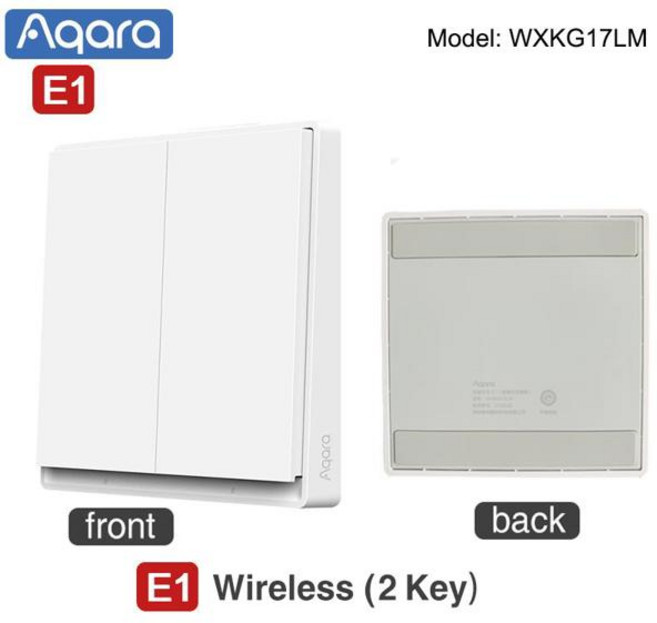 샤오미 미 홈 앱용 Aqara E1 벽 스위치 중립 NO 중립 스마트 홈 지그비 3.0 무선 키 라이트 스위치, [15] Wireless 2 key