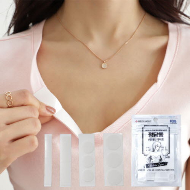 국산 연예인 투명 의류 고정 양면 테이프 1세트 24매