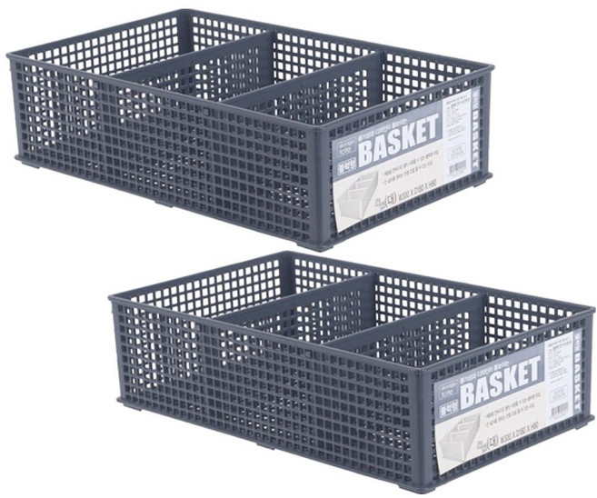 스내지 원라이프 블럭형 칸칸 바스켓, 차콜, 2개