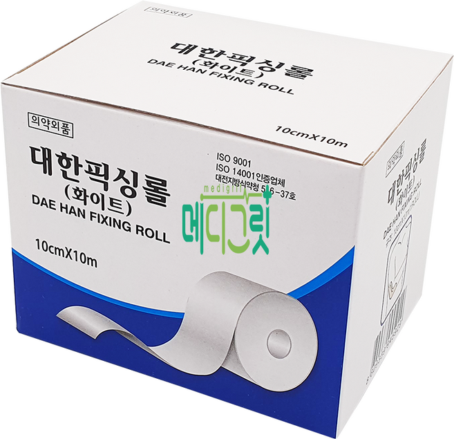 대한위재 대한 픽싱롤 4인치 10cm x 10m / 부드러운 천 반창고, 1개