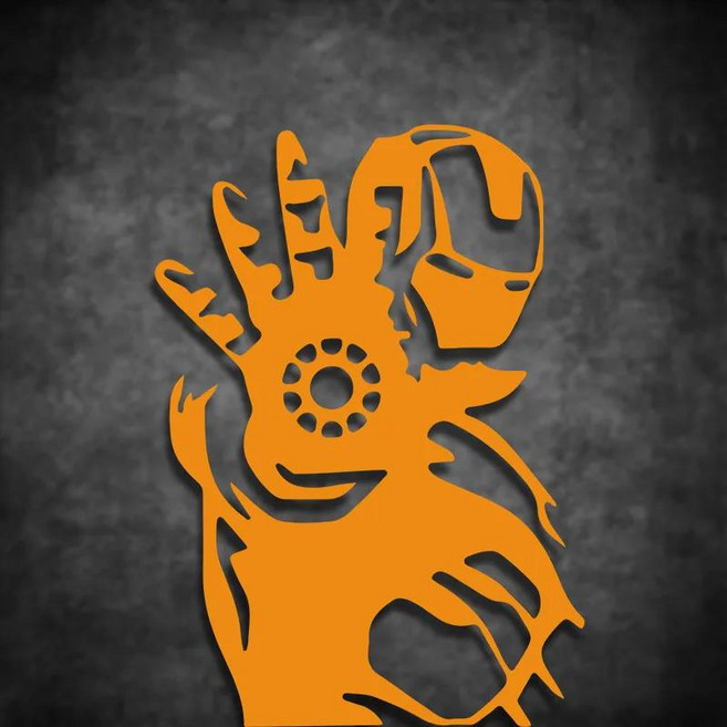 만화 재미 있은 아이언 맨 자동차 스티커 방수 자동 창 바디 트렁크 애니메이션 내구성 비닐 데칼 멋진 차, 03 주황색, 01 10X7CM, 1개