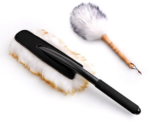 차싹 양모 차량용 먼지털이개 실외용 고정형 + 내부용 그레이, 1세트