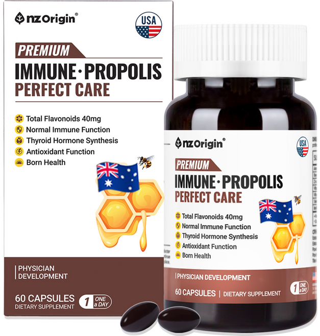 면역력을 높이는 호주산 프로폴리스 아연 C D 셀렌 요오드가 함유된 프리미엄 항산화 영양제 40mg 고함량 플라보노이드가 함유된 건강기능식품, 1개, 60정
