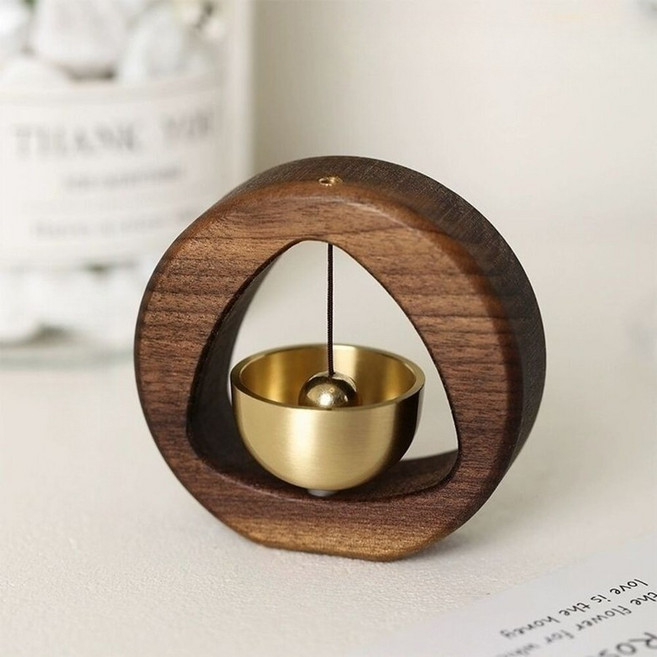 미니 싱잉볼 쉼소리 명상종 크리스탈 휴대용 싱잉볼 명상벨 심신안정 차크라 씽잉볼, 월넛 브라운, 1개